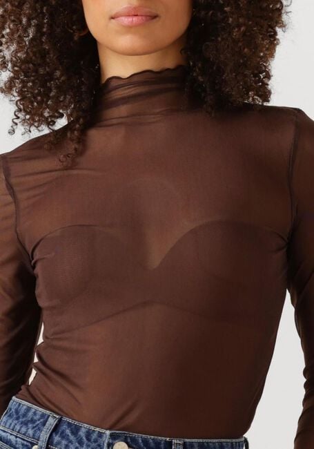OBJECT Haut OBJNELA LS O-NECK MESH TOP REP en marron - large
