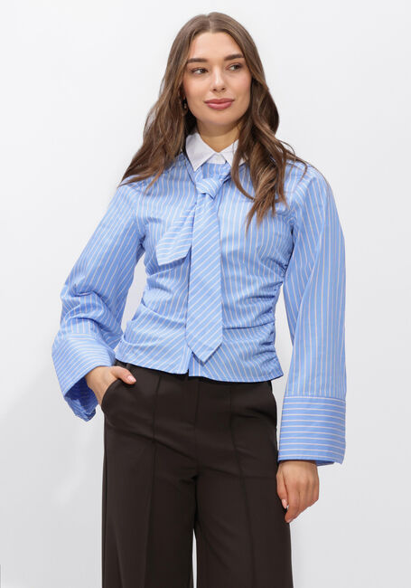 Lichtblauwe NEO NOIR  FRANCESCA STRIPE SHIRT - large