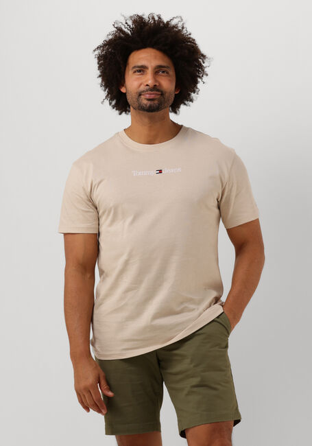 TOMMY JEANS T-shirt TJM CLASSIC LINEAR LOGO TEE en beige - large