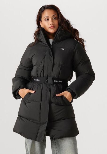 Zwarte CALVIN KLEIN Gewatteerde jas BELTED MIDWEIGHT LONG PUFFER - large