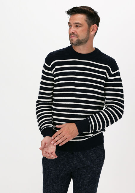 SCOTCH & SODA Pull STRIPED STRUCTURE-KNITTED COTT en bleu - large
