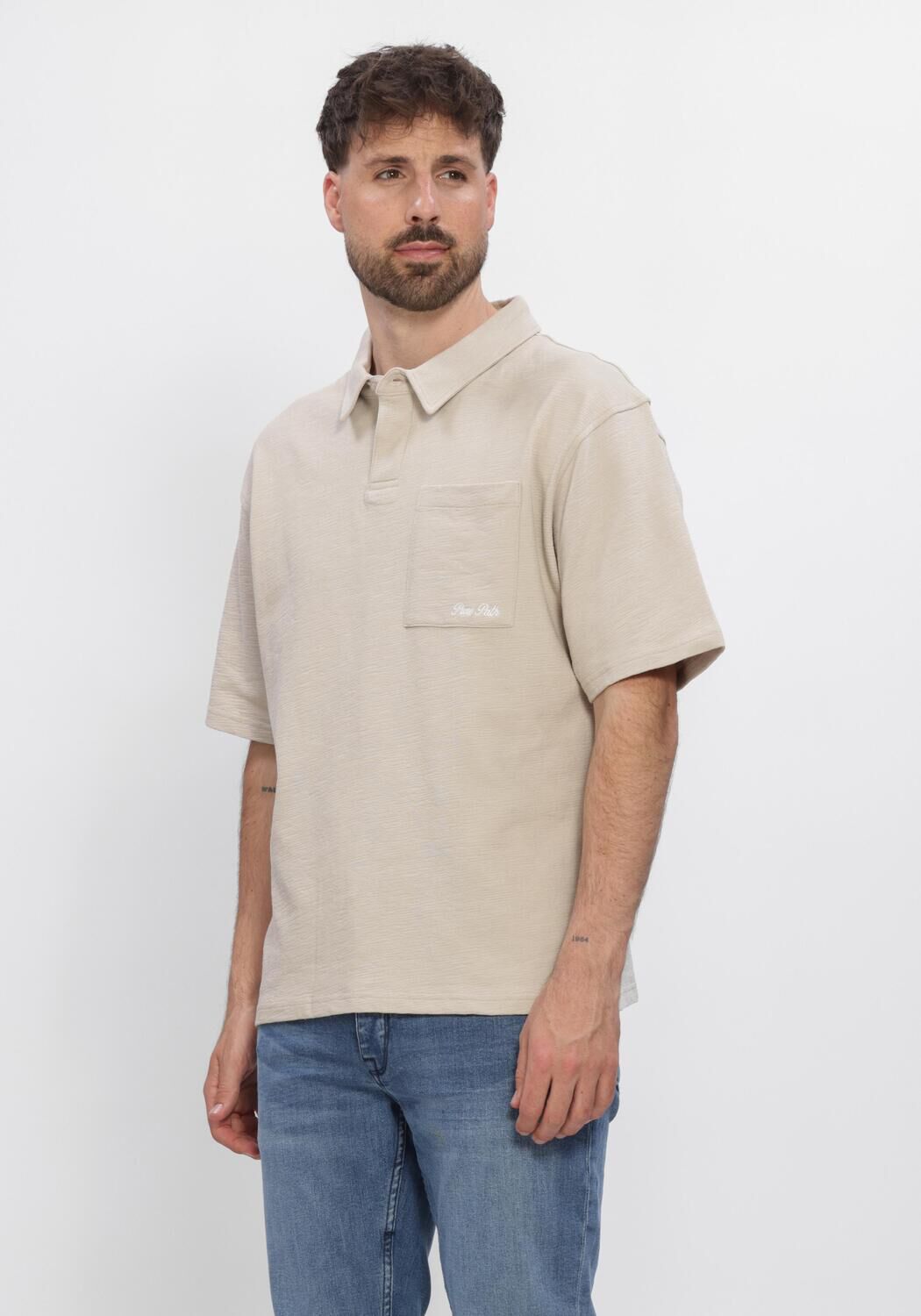 PURE PATH Polo STRUCTURED POLO en beige - large