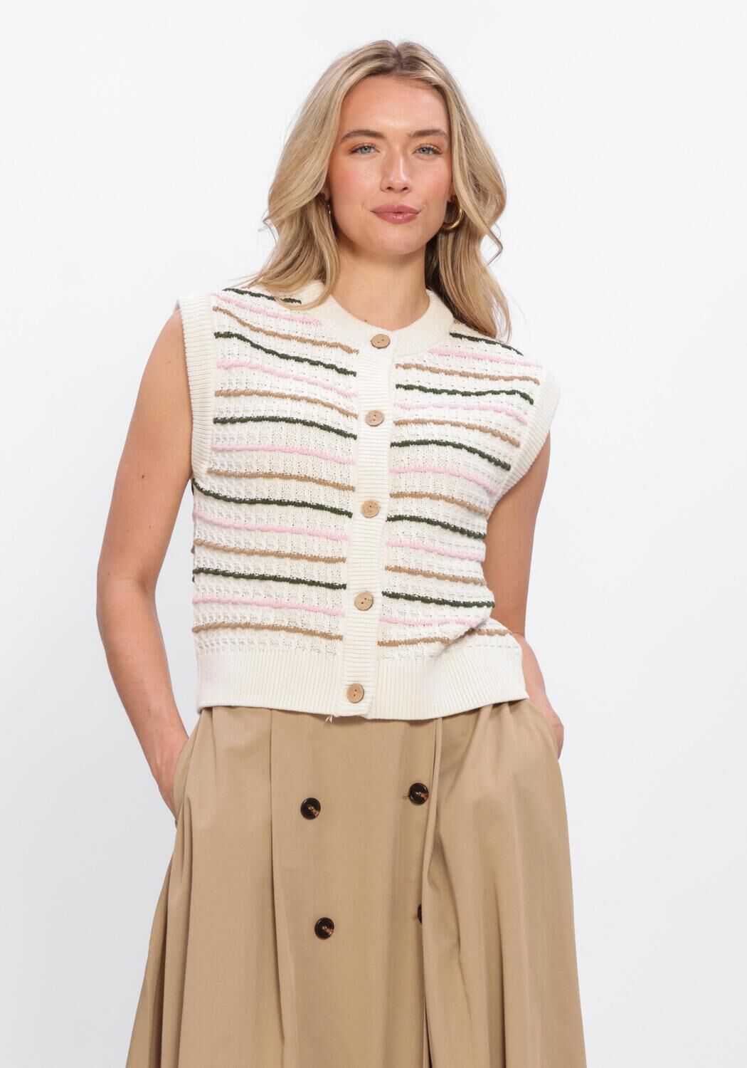 Y.A.S. Gilet YASNILO KNIT VEST en multicolore - large