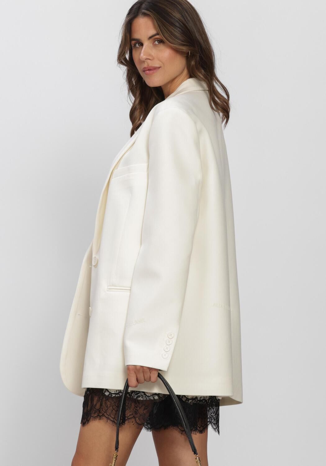 ALIX THE LABEL Blazer LADIES WOVEN FLOWY OVERSIZED BLAZER Cr&egrave;me - large