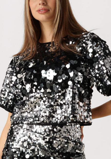 Zilveren SELECTED FEMME Top SLFTANA 3/4 SEQUINS TOP - large
