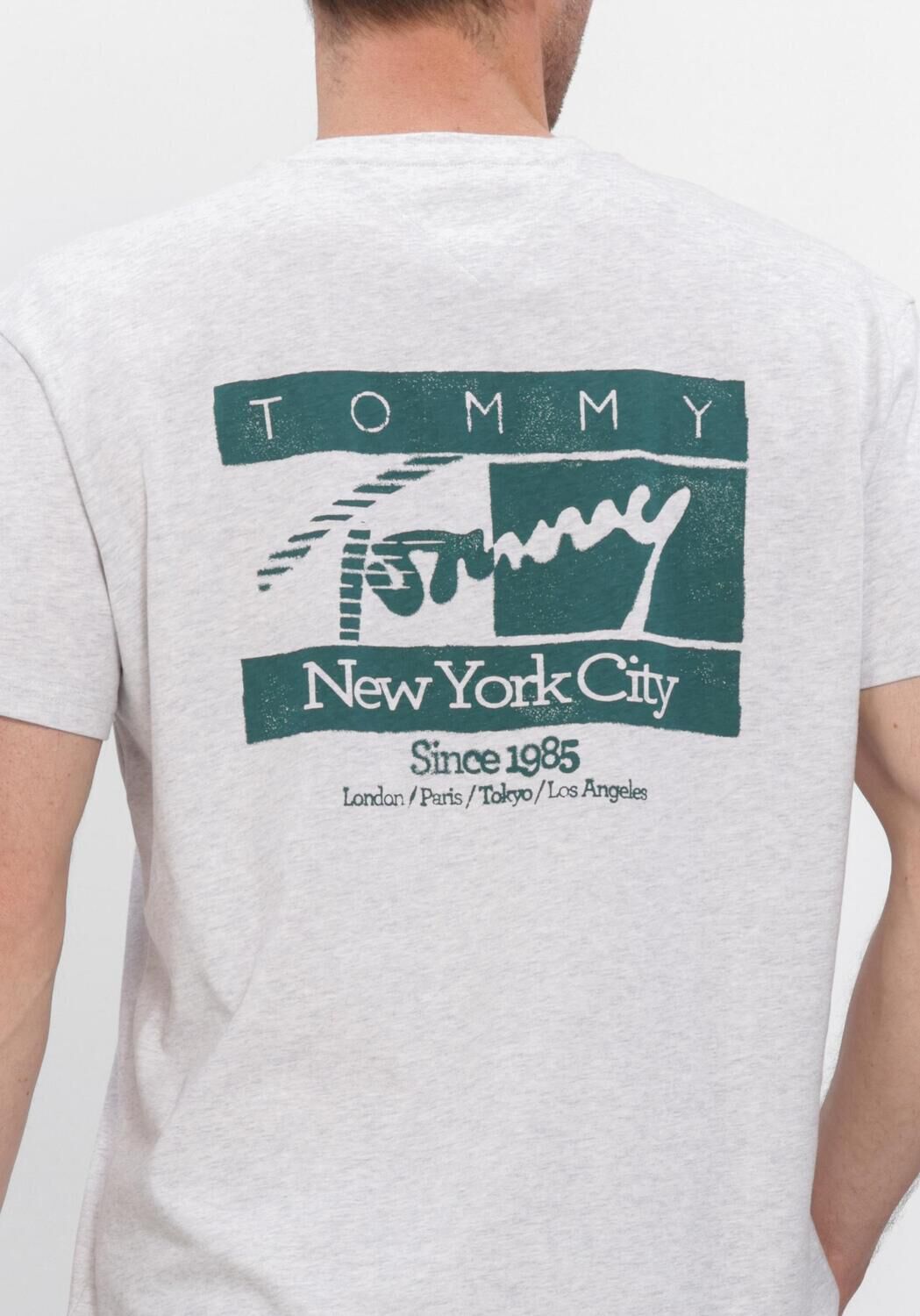 Lichtgrijze TOMMY JEANS T-shirt TJM REG SIGN FLAG SS TEE EXT - large