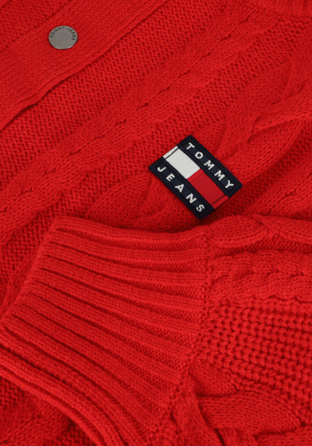 TOMMY JEANS Gilet SWEATERS BUTTON en rouge - large