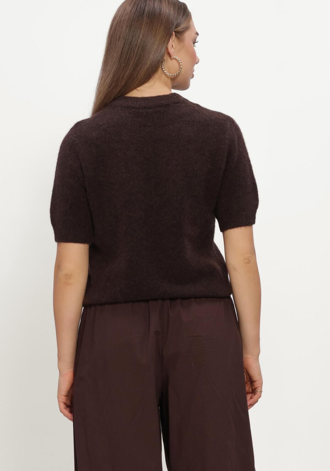 Y.A.S. Pull YASJOHI SS WOOL BLEND PULLOVER en marron - large