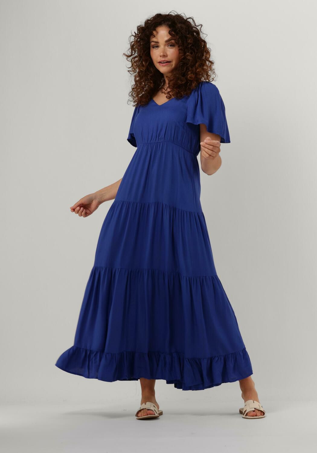 Blauwe Y.A.S. Maxi jurk YASTORONTO SS ANKLE DRESS Omoda