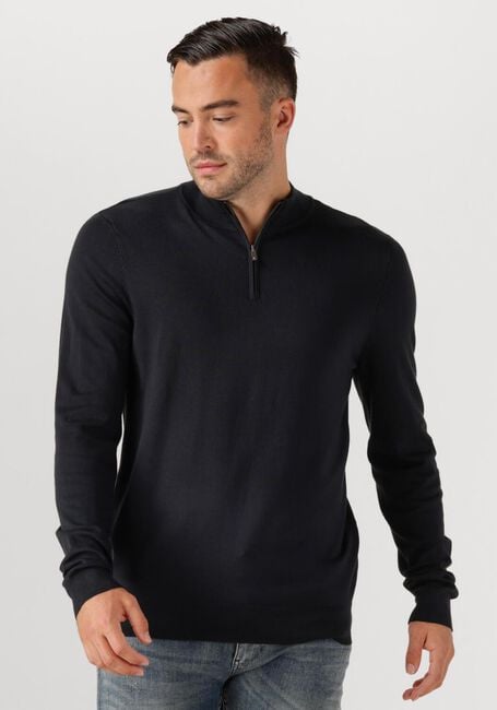 Donkerblauwe PURE PATH Trui ESSENTIAL KNITWEAR HALFZIP SWEATER - large
