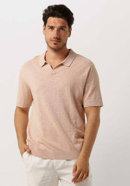 SELECTED HOMME Polo SLHBERG LINEN SS KNIT OPEN POLO La pêche - large