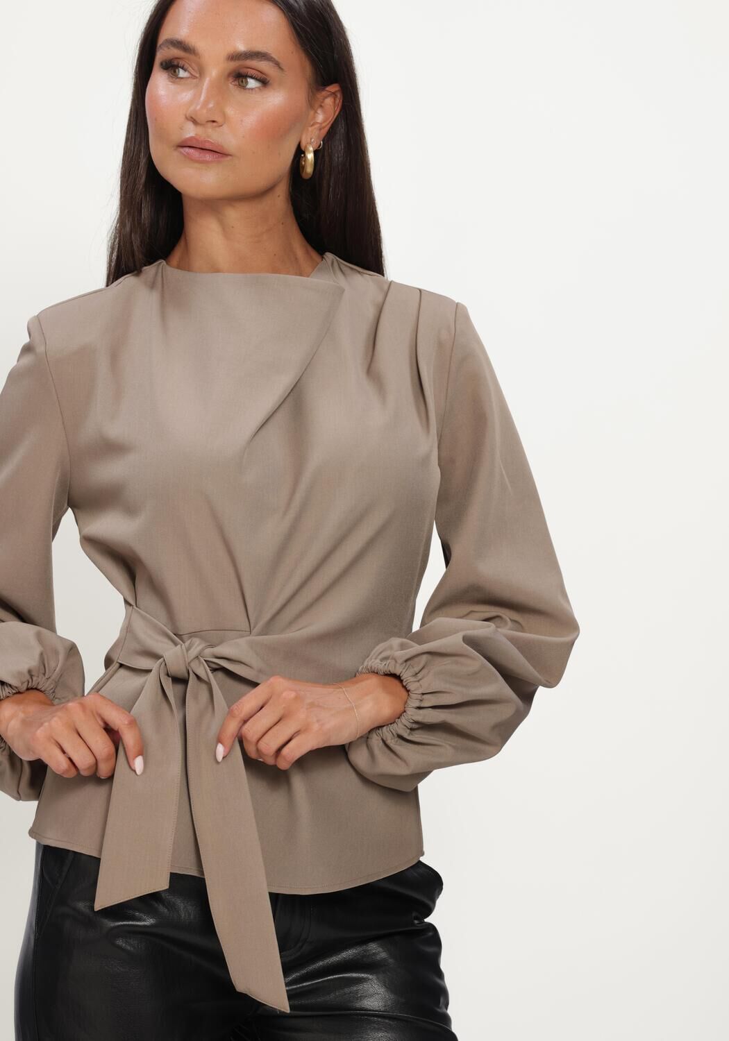 Taupe CO'COUTURE  LUNACC TIE BLOUSE - large