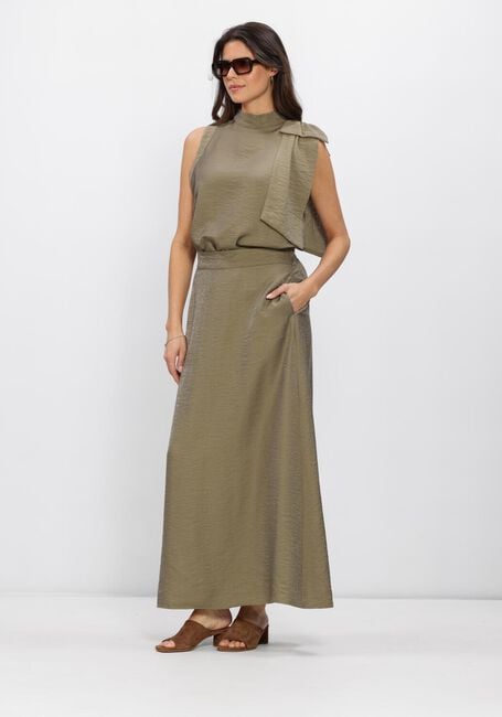 JANSEN AMSTERDAM Haut ORLA TOP WS 306 SLEEVELESS TRANSPARANT BOW AT SHOULDER Kaki - large