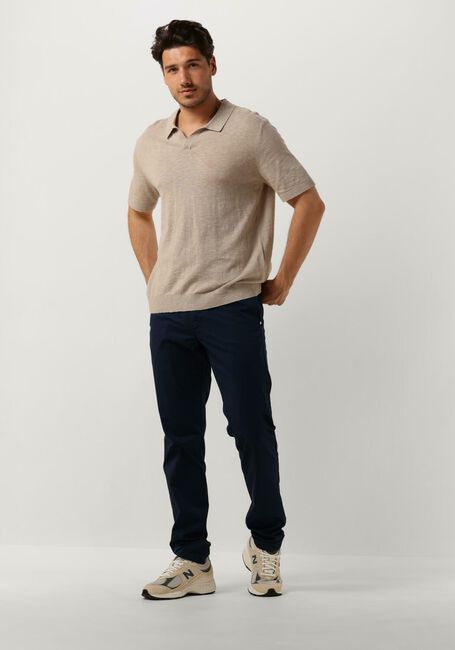 Beige SELECTED MEN Polo SLHBERG LINEN SS KNIT OPEN POLO Beige SELECTED MEN Polo SLHBERG LINEN SS KNIT OPEN POLO - large