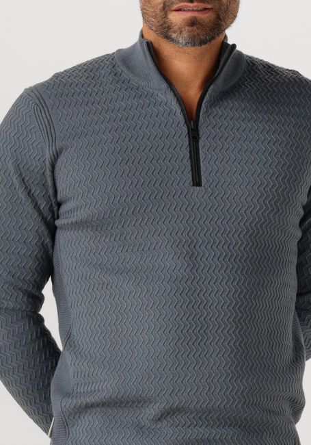 Grijze CAST IRON Trui HALF ZIP COLLAR ECOVERO - large