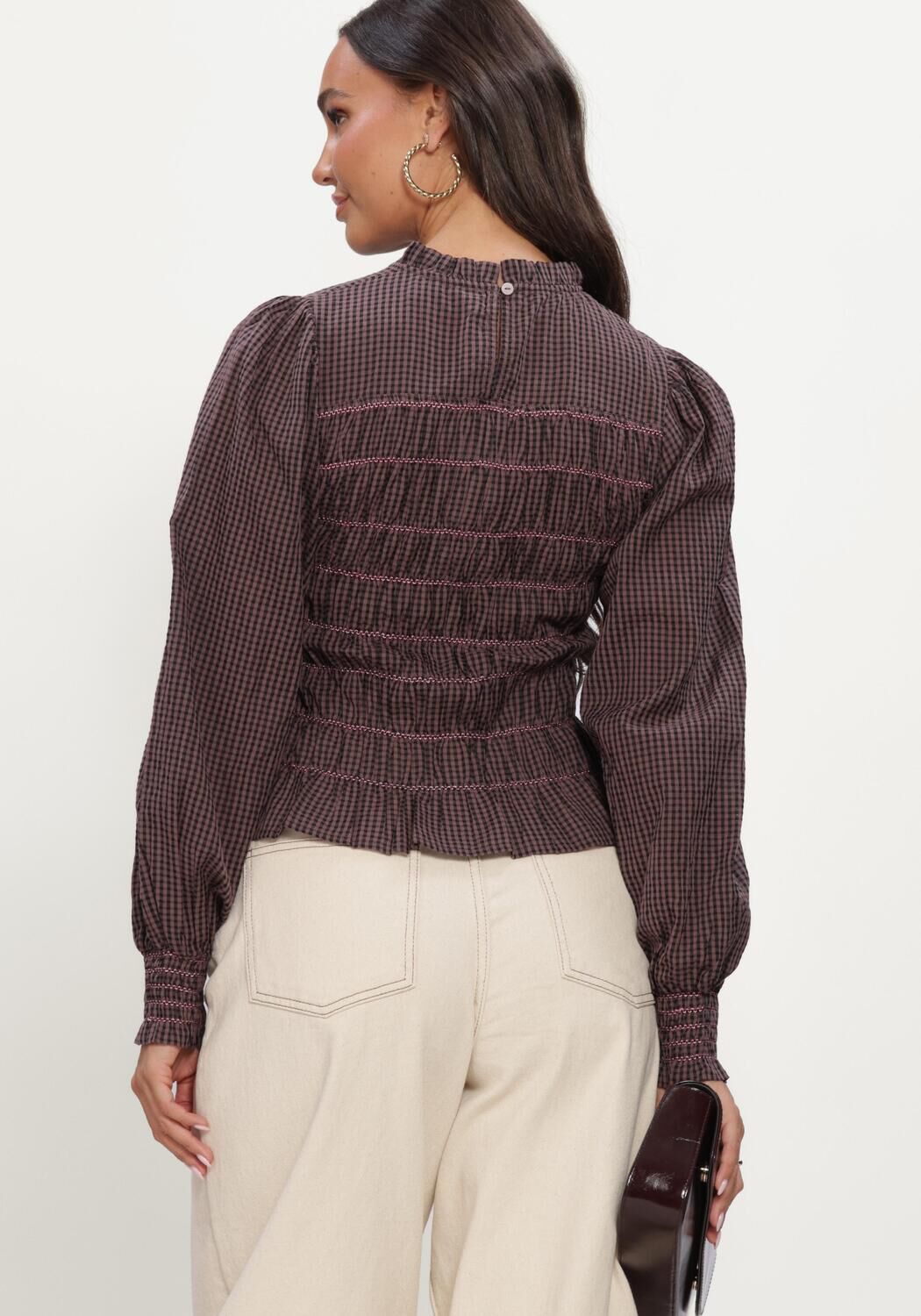 NEO NOIR Haut OLIANA CHECK BLOUSE en marron - large