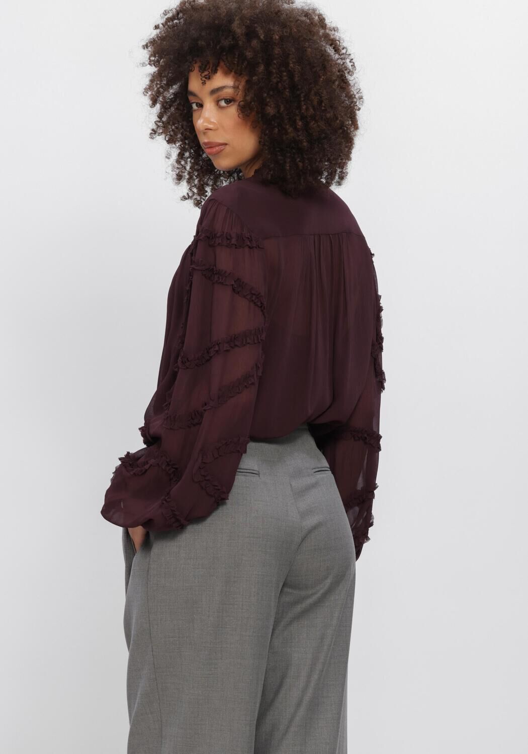 DANTE6 LARA RUFFLE DETAIL BLOUSE Blouses Bordeaux - large