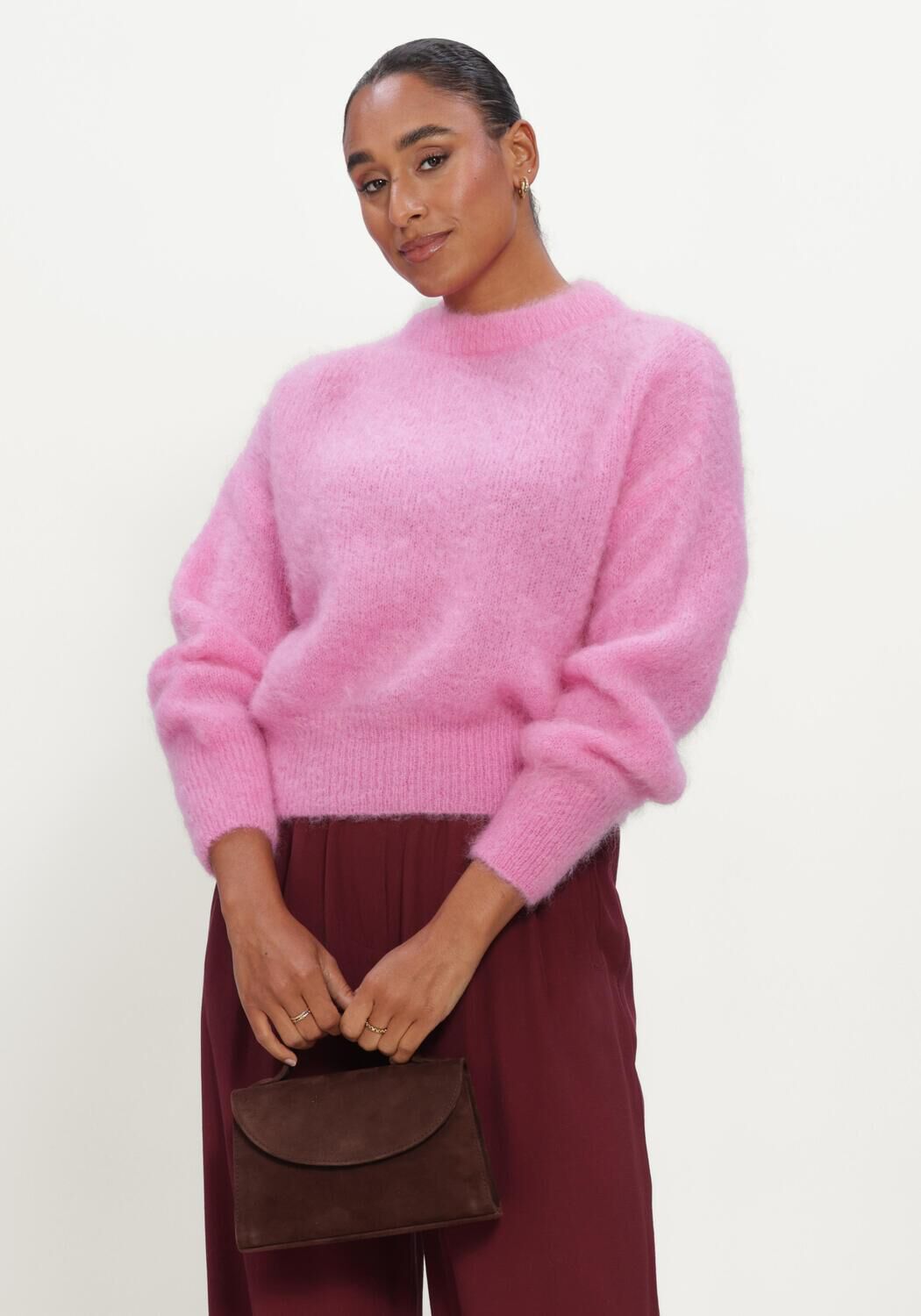 TWNS Pull SOLID LONG-SLEEVE ROUND NECK SWEATER en rose - large