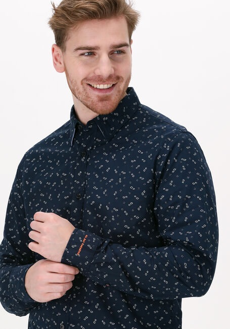 Donkerblauwe SCOTCH & SODA Casual overhemd SLIM FIT PRINTED POPLIN SHIRT - large