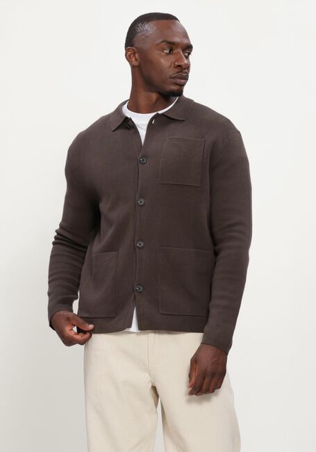 SELECTED MEN Gilet SLMMIKE LIGHT POLO CARDIGAN en marron - large