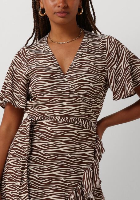 COLOURFUL REBEL Mini robe TELSI ZEBRA WRAP DRESS en marron - large