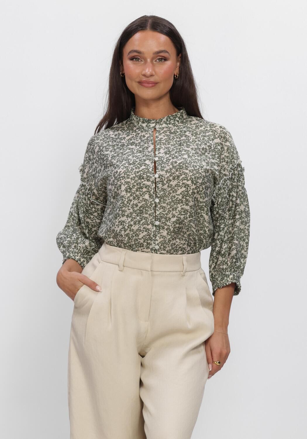 Witte MSCH COPENHAGEN  MSCHSERAPHINA 3/4 SHIRT AOP - large