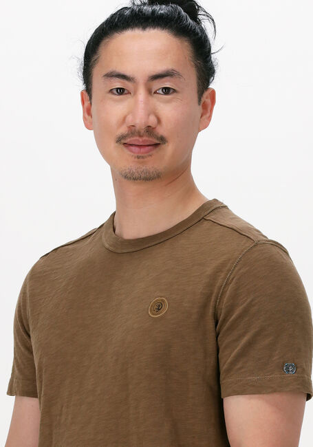 CAST IRON T-shirt SHORT SLEEVE R-NECK COTTON SLUB en marron - large