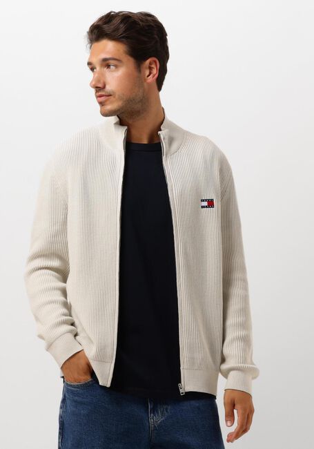 TOMMY JEANS Gilet TJM SLIM XS BADGE ZIP THRU en beige - large