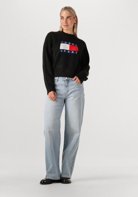 TOMMY JEANS Chandail TJW MELANGE FLAG SWEATER RIB EXT en noir - large