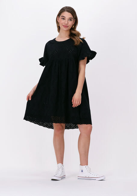 Zwarte COLOURFUL REBEL Mini jurk RISSEY BRODERIE ANGLAISE BABYDOLL DRESS - large