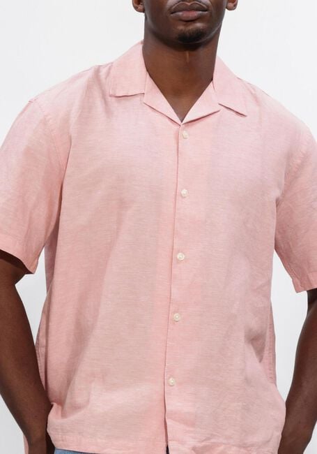 Roze SELECTED MEN Casual overhemd SLHRLXCLAY LINENBLEND SS SHIRT RES NOOS - large