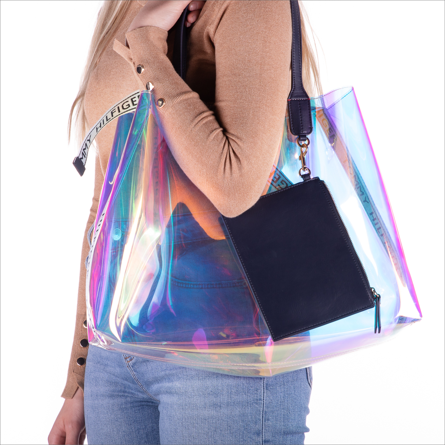 Ceinture tommy shop jeans transparente