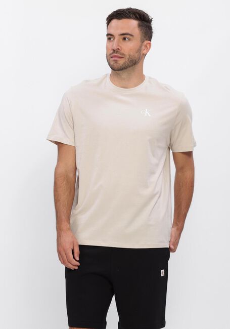 CALVIN KLEIN T-shirt SS 30S CLASSIC BACK MONOLOGO TEE en beige - large