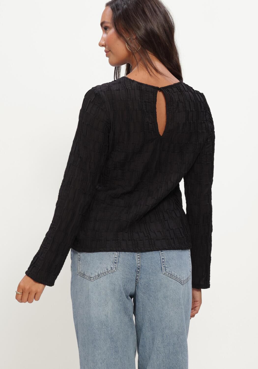 Zwarte OBJECT Top OBJEVIE L/S RE TOP NOOS - large
