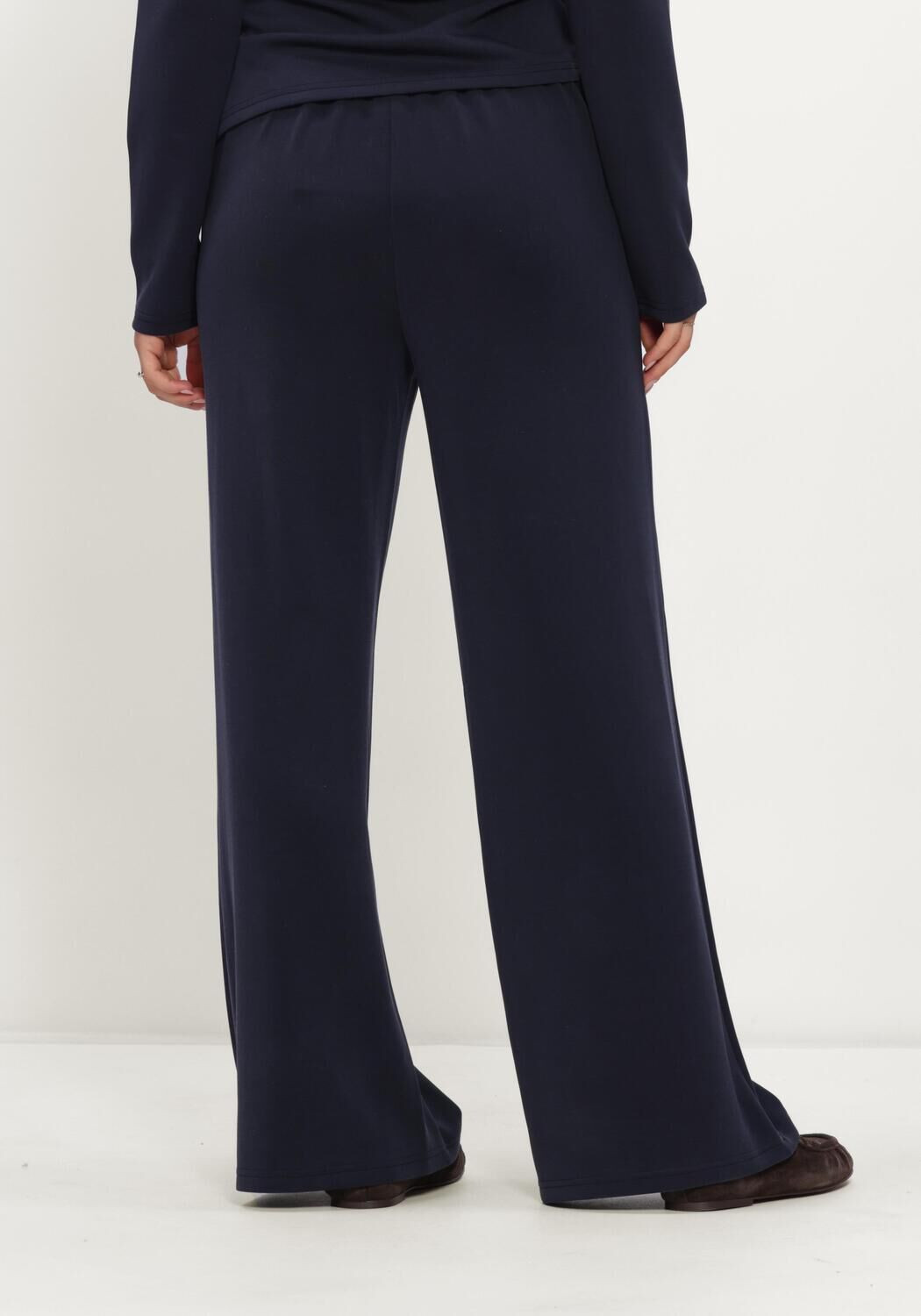 Donkerblauwe MY ESSENTIAL WARDROBE Wijde broek MWHELLE WIDE PANT LONG - large