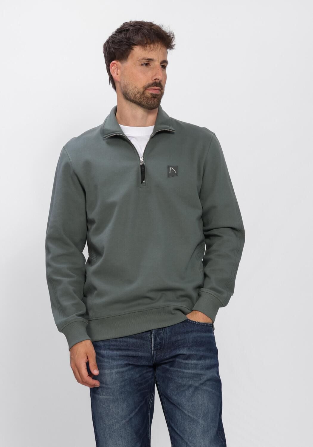 CHASIN Pull RYDEN ZIP-UP Vert fonc&eacute; - large