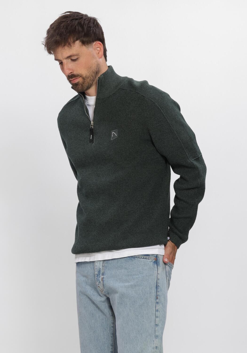 Donkergroene CHASIN Trui OSCAR BRIK HALF ZIP