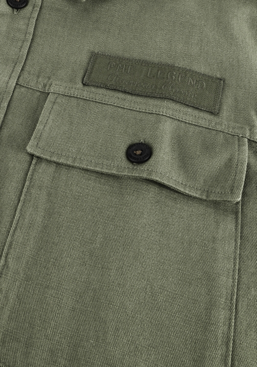 PME LEGEND Chemise d&eacute;contract&eacute; WRENCHMEN S/S COTTON SLUB CARGO en vert - large