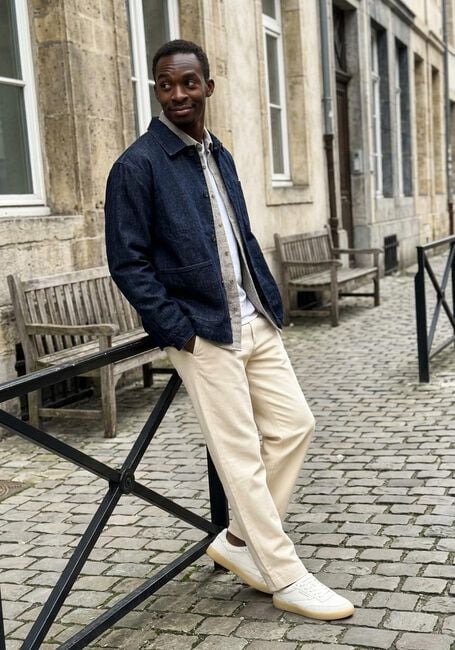 SELECTED MEN Chemise d&eacute;contract&eacute; SLHREGNOAG MIX BDWN LS SHIRT CAMP en beige - large