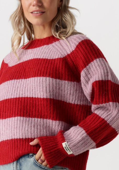 COLOURFUL REBEL Pull KINZA STRIPED KNITTED SWEATER en rouge - large
