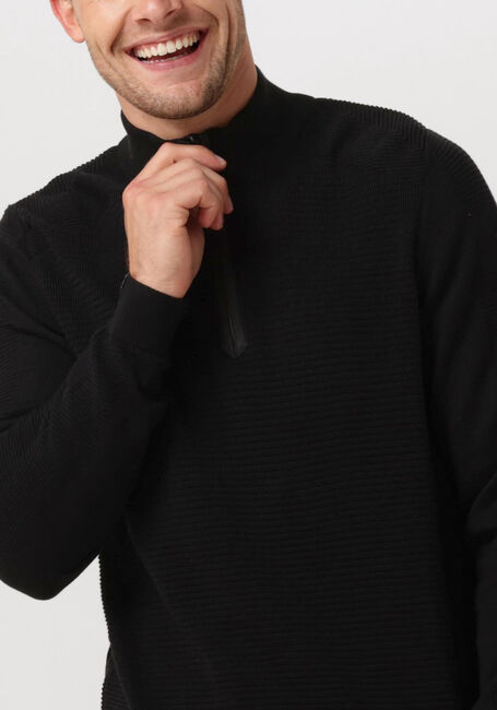 Zwarte VANGUARD Trui HALP ZIP COLLAR COTTON STRUCTURE - large