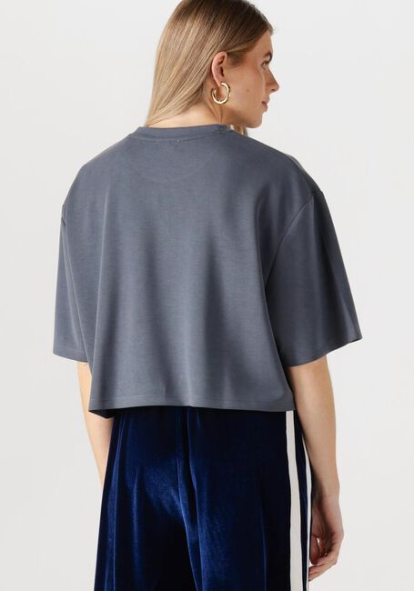 ALIX THE LABEL T-shirt LADIES KNITTED FLOWY CROPPED TSHIRT en gris - large