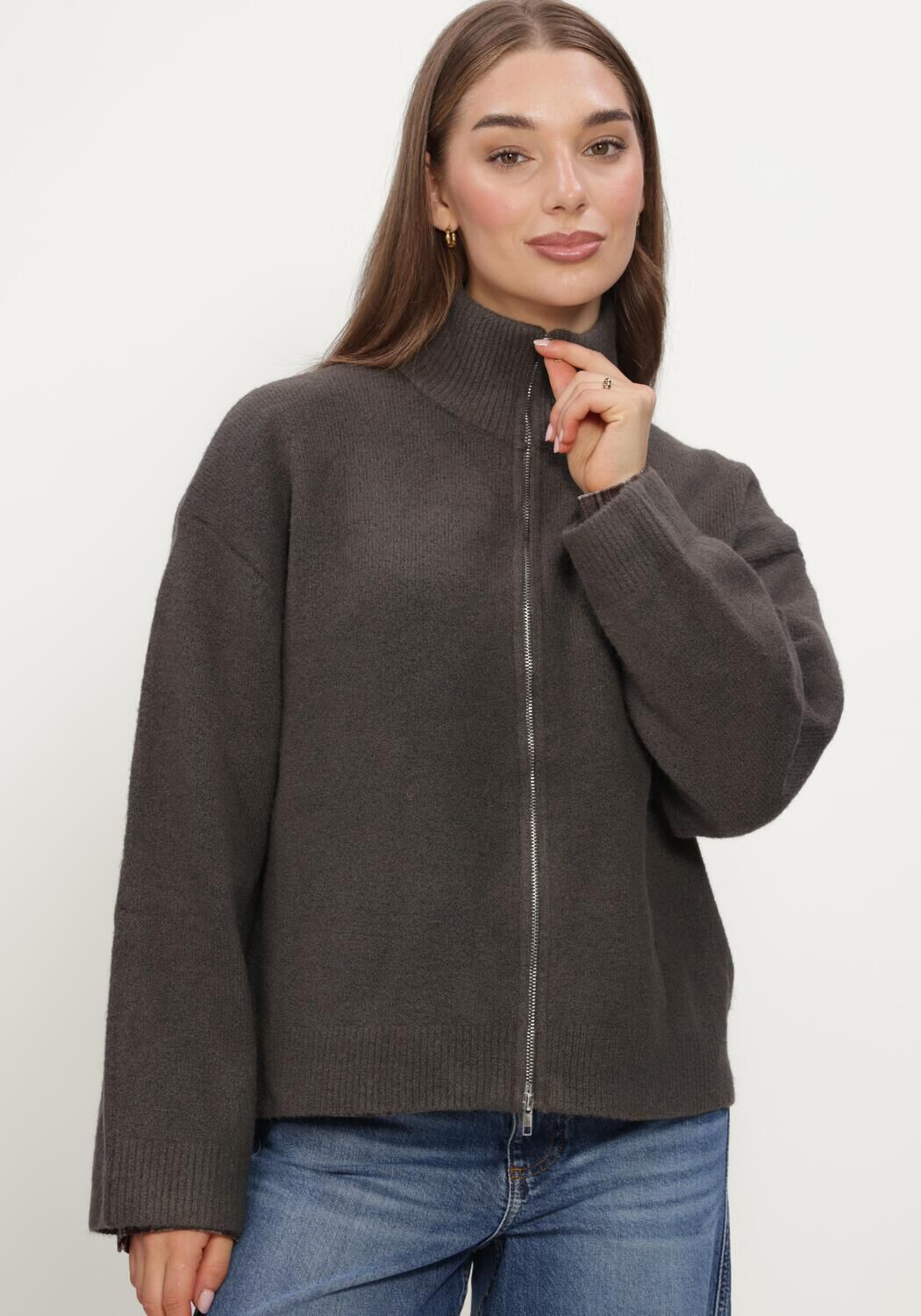 Bruine NEO NOIR Vest ASLEY ZIP KNIT CARDIGAN - large