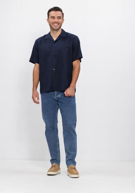 SELECTED MEN Chemise d&eacute;contract&eacute; SLHRLXCLAY LINENBLEND SS SHIRT RES NOOS Bleu fonc&eacute; - large