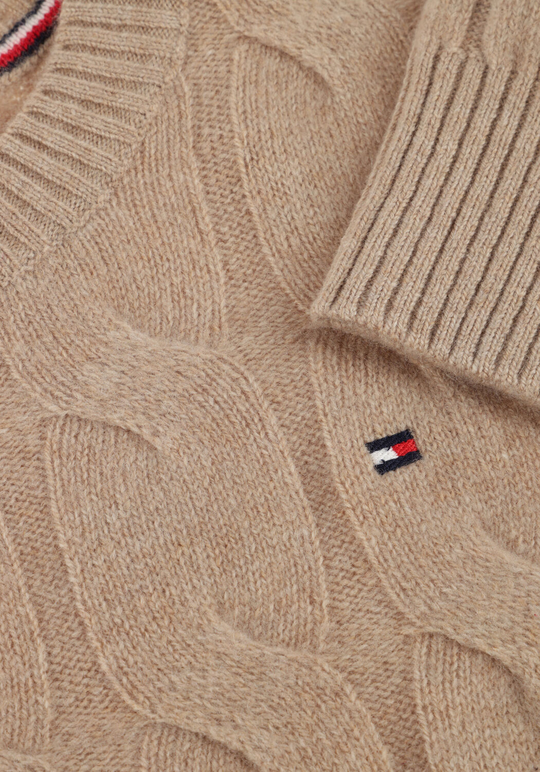 Beige TOMMY HILFIGER Trui SOFT WOOL CABLE C-NK LS SWT - large