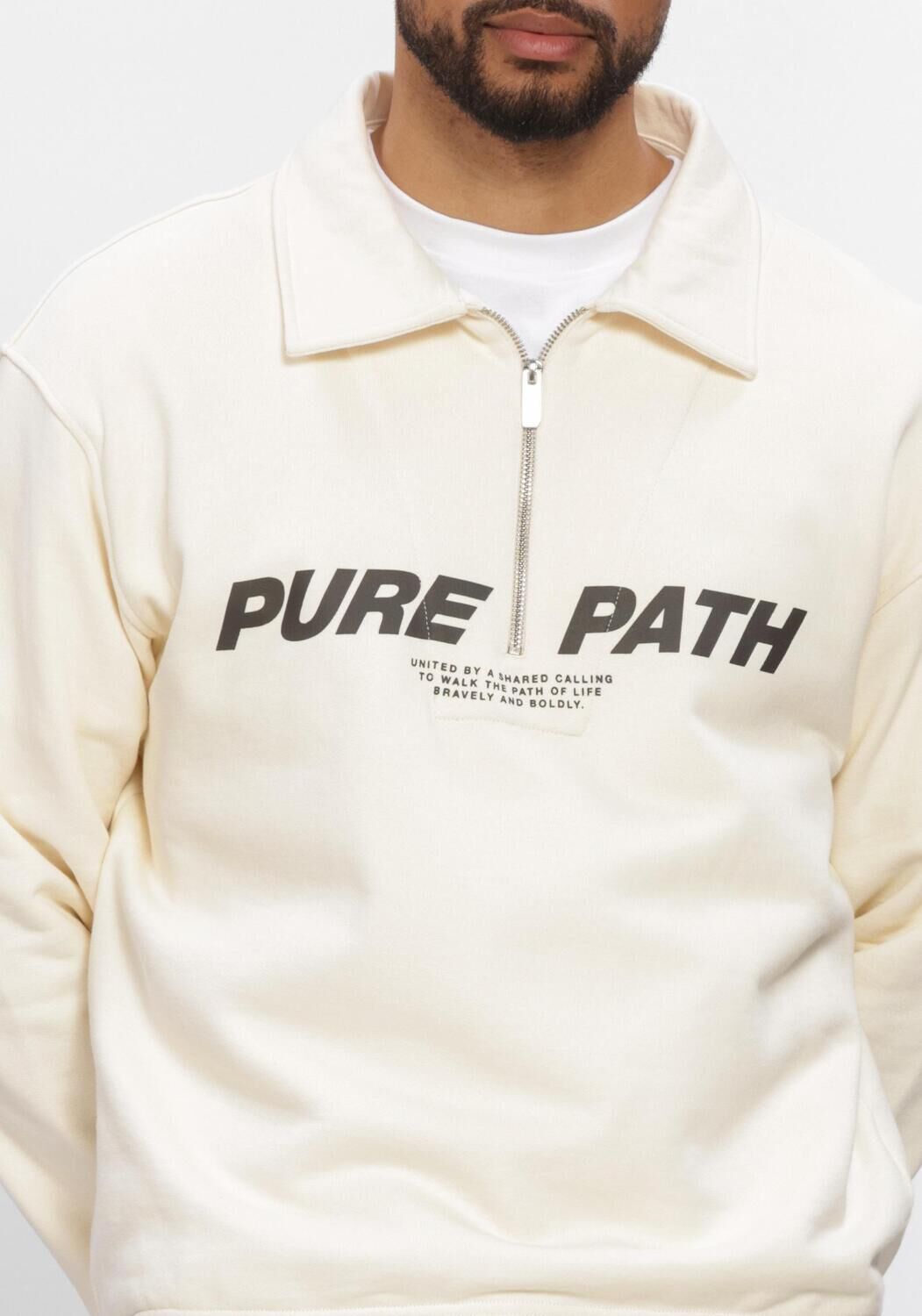 PURE PATH Polo POLO HALF ZIP Cr&egrave;me - large