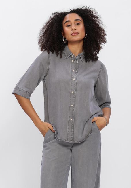 Grijze OBJECT  OBJFRAME 2/4 RE DENIM TOP - large