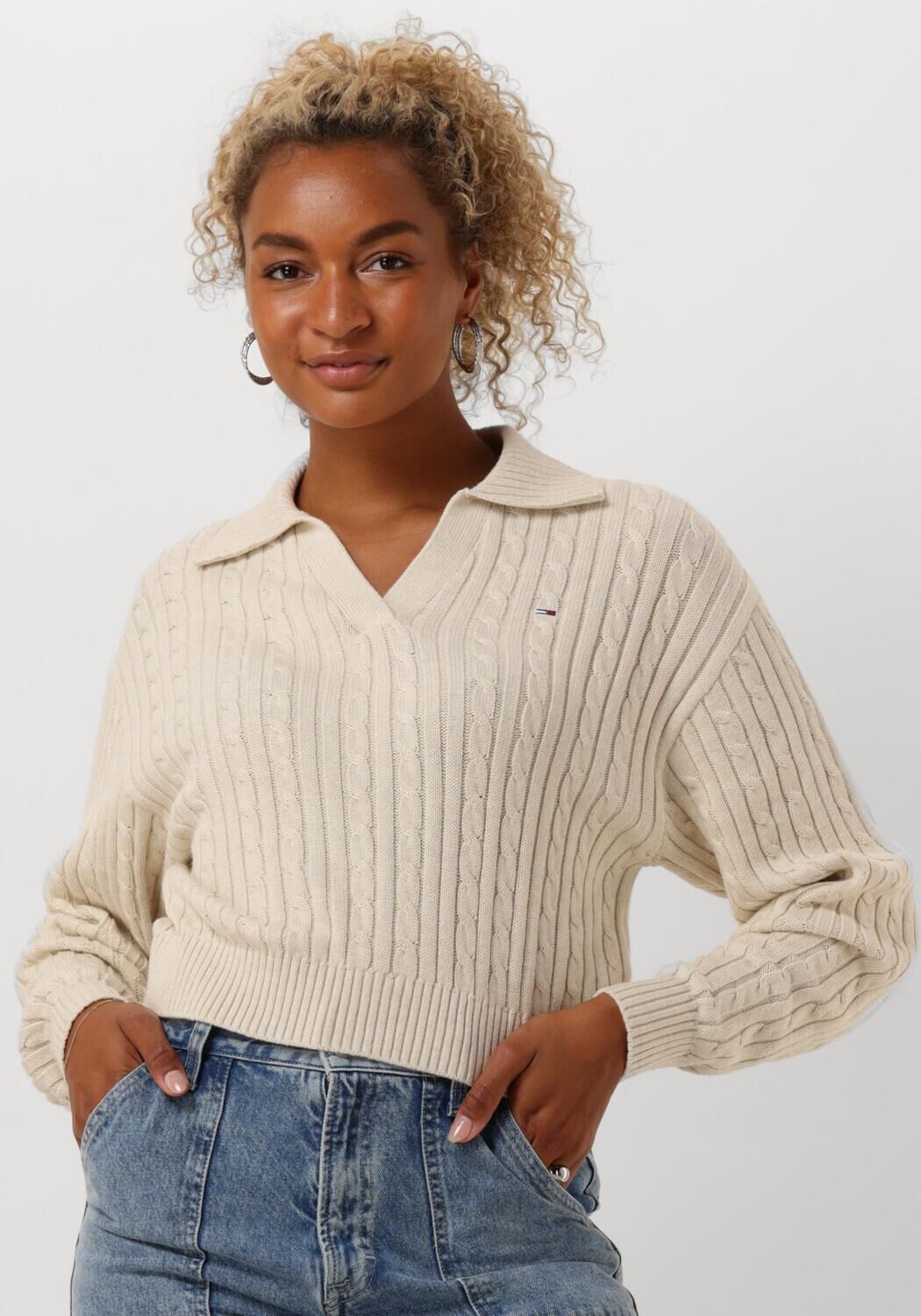 Beige TOMMY JEANS Trui TJW CABLE RUGBY SWEATER Omoda