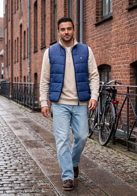 Blauwe TOMMY JEANS Bodywarmer TJM FLAG QUILTED VEST - large