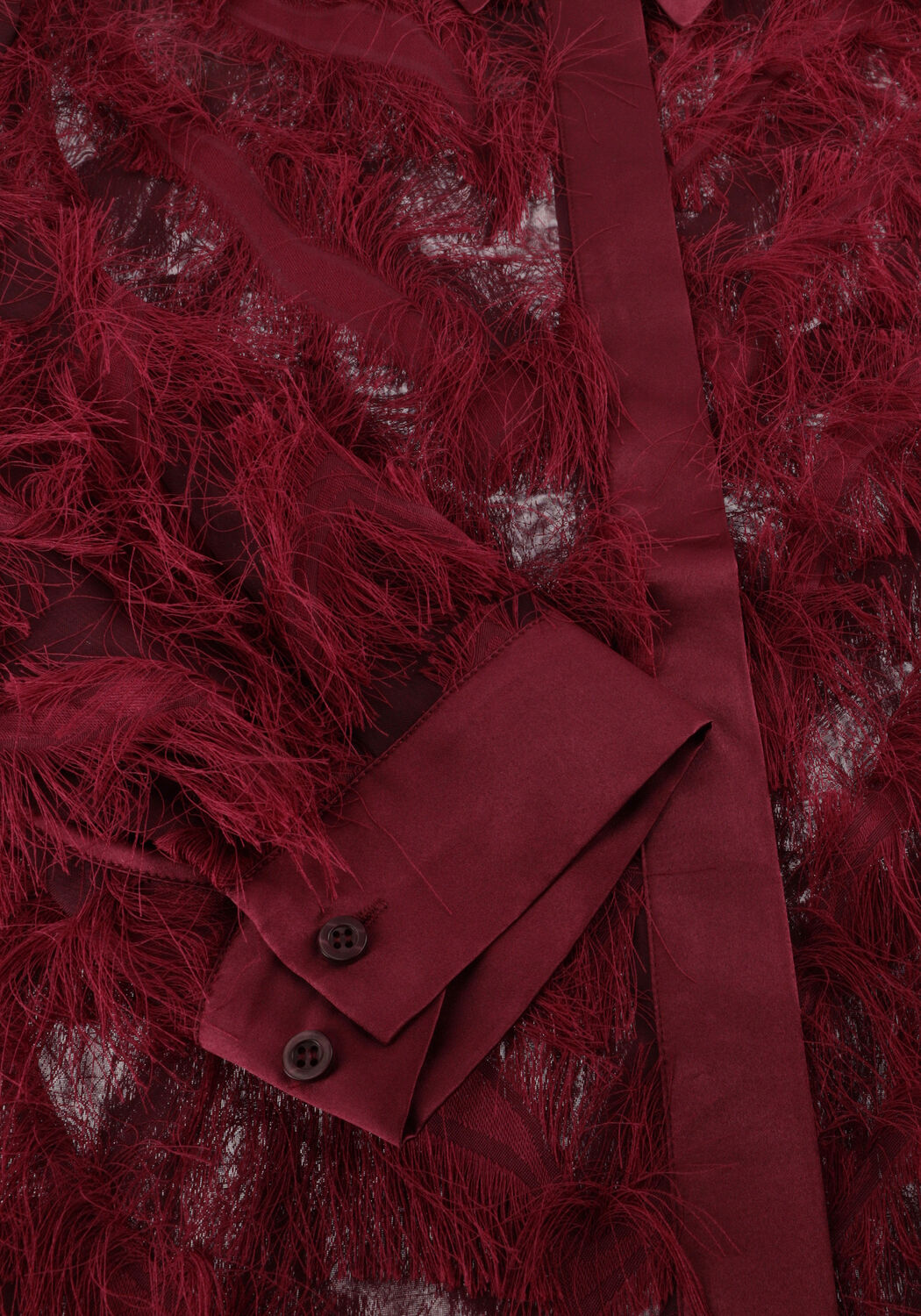 Bordeaux SELECTED WOMEN  SLFMYLINE LS FLUFFY CROPPED SHIRT - large